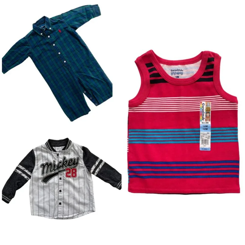 Lot of 3pcs 100% Cotton outfits Baby Boy 12-18M - Picture 1 of 13
